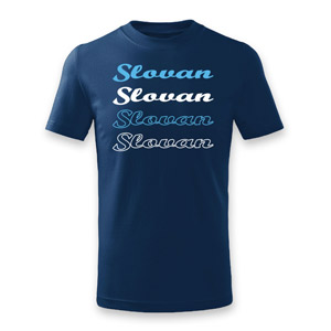 Blue t-shirt inscriptions Slovan for kids